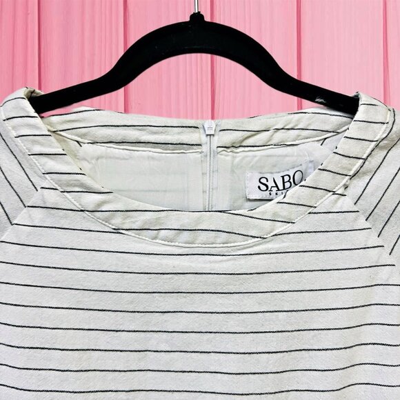 SABO Striped Short Romper Shirt & Short Ripped Hem One Piece Jumpsuit Summer - Picture 4 of 11